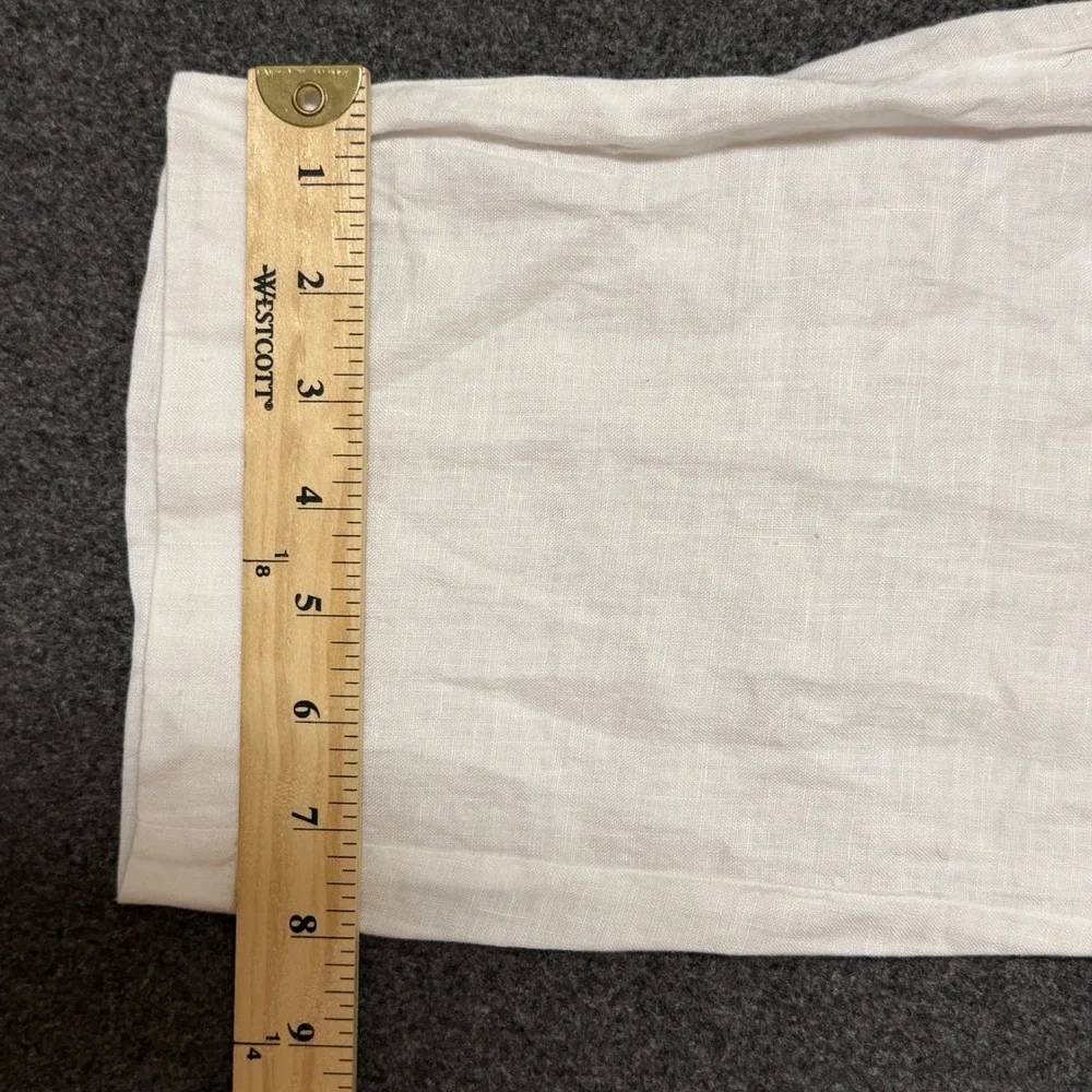 Quince Sz S European Linen Pants White Elastic Waist Straight Leg 24